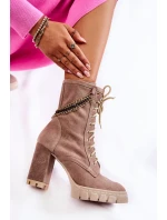 Semišové šněrovací boty Lewski Shoes 3244 / G Béžove