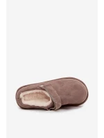 Dámské pantofle s páskem Vyhřívané s kožíškem Tmavě béžové Rilena