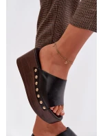 Dámské sandály na platformě a platformě se zlatými sponami Černé Farinelle