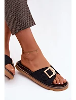 Dámské pantofle Černé se zlatou sponou Elviane