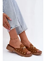 Semišové dámské pantofle Inblu TF0002KU Camel