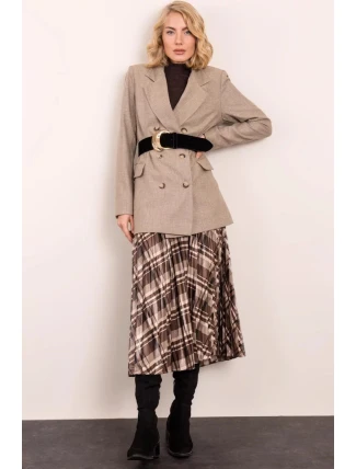 Dámská sukně 14426 hnědá kostka - BSL Dámská sukně 14426 hnědá kostka - BSL