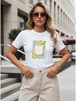 Dámské bavlněné tričko s italským potiskem, bílé, FashionStreet NX8024RY