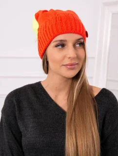Dámská čepice s bambulí Judyta K347 oranžová
