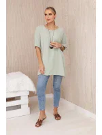 Oversized halenka s přívěskem světlá máta