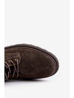 Semišové Zateplené Kotníkové Boty Na Zip Big Star OO174229 Hnědé Semišové Zateplené Kotníkové Boty Na Zip Big Star OO174229 Hnědé