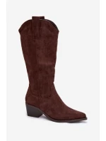 Kozačky Kovbojky Dámské Čokoládové Jazelle Kozačky Kovbojky Dámské Čokoládové Jazelle