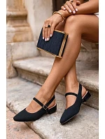 Materiálové Baleríny Dámské S Páskem Černé Selrene