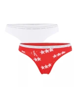 Dámské tanga 2pack QD3788E - W5H - Červená, bílá - Calvin Klein