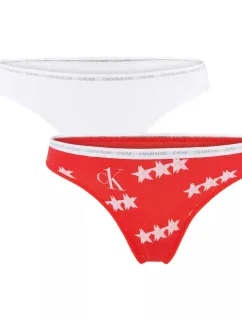 Dámské tanga 2pack QD3788E - W5H - Červená, bílá - Calvin Klein
