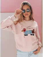 Dámská oversize mikina s výšivkou DOGSWEETY růžová FashionStreet BY1482
