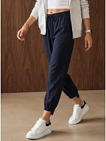 Dámské jogger kalhoty s gumou v pase, tmavě modré, FashionStreet UY3166