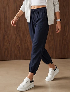 Dámské jogger kalhoty s gumou v pase, tmavě modré, FashionStreet UY3166