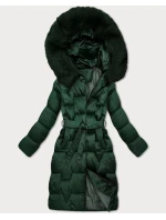 Tmavě zelená dámská zimní bunda s páskem S'West (B8305-10)