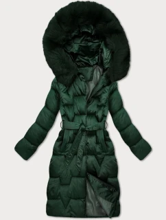 Tmavě zelená dámská zimní bunda s páskem S'West (B8305-10)