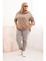 Dámská blůza Plus Size s bavlnou volného střihu s vodním výstřihem fango