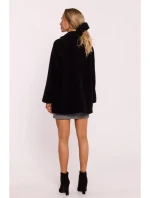 M808 Oříznuté teddy sako - černé