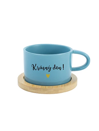 KRÁSNÝ DEN! - modrý hrníček makronka 200 ml