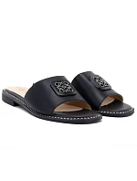 Dámské černé kožené žabky S.Barski KV61-6019