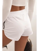 Dámské bavlněné šortky s elastickým pasem a sportovním lemem bílá