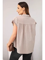 Dámská bavlněná košilová halenka s krajkou a krátkým rukávem fango Dámská bavlněná košilová halenka s krajkou a krátkým rukávem fango