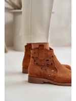 Dámské botky s perforací na zip Camel S.Barski HY42-081 Dámské botky s perforací na zip Camel S.Barski HY42-081