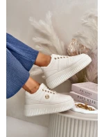 Sneakersy Sportovní Boty Dámské Zateplené Na Masivní Podešvi Béžové Verissha