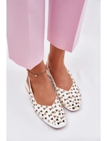 Zdobené Baleríny Na Plochém Podpatku Bílé Nilarisela