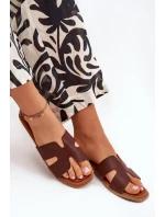 Dámské Plné Sandály S Výřezy Tmavě Hnědé Salyra