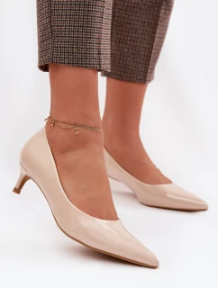 Lakované lodičky na nízkém podpatku Béžové Girela