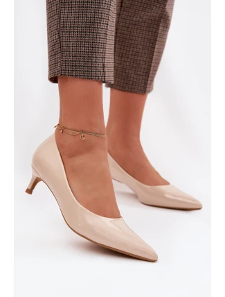 Lakované lodičky na nízkém podpatku Béžové Girela