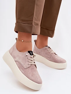 Semišové dámské polobotky na platformě Vinceza 79605 béžové