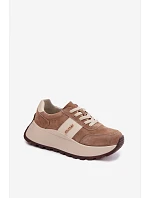 Dámské tenisky na platformě z přírodního semiše tmavě béžové Rosinae