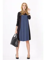 Dámské šaty volný střih 3/4 rukáv vhodné i pro těhotné středně dlouhé grafitové - Černá - BeYou Dámské šaty volný střih 3/4 rukáv vhodné i pro těhotné středně dlouhé grafitové - Černá - BeYou