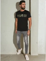 Pánské tričko s potiskem černé FashionStreet RX5667
