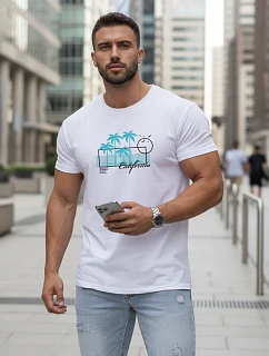 Pánské tričko s potiskem klasické bílé FashionStreet NX5020R