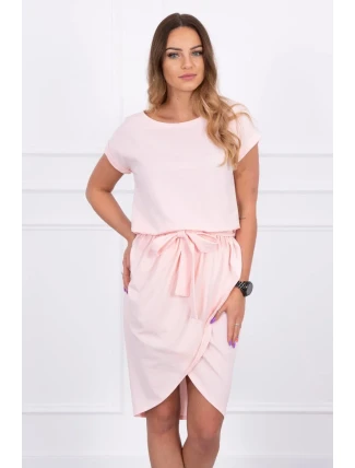 Šaty s obálkou dole pudrově růžové Šaty s obálkou dole pudrově růžové