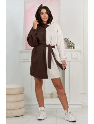 Izolovaná dvoubarevná mikina hnědá + béžová melanž Izolovaná dvoubarevná mikina hnědá + béžová melanž