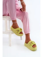 Dámské Piankové Žabky S Ozdobami Na Hrubé Podrážce Limetkové Bremavia