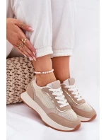 Dámské Sportovní Boty S Síťovinou Na Platformě Khaki Poova