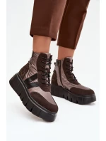 Dámské zateplené kotníkové boty na platformě Vinceza 58562 hnědé