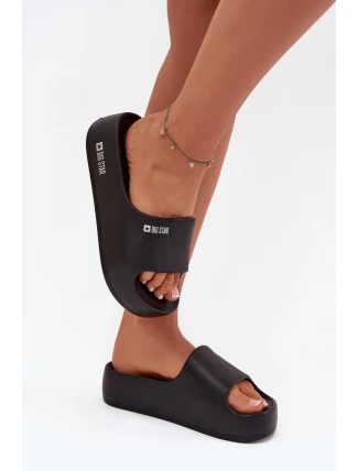 Dámské pantofle na masivní platformě Big Star – černé