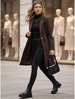 Dámský klasický jednoradový kabát, hnědý, FashionStreet NY0795