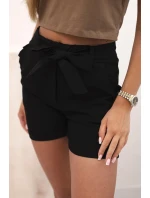 Dámské šortky s mašlí a volánky černý