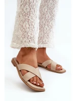 Dámské sandály na ploché podrážce z ekokůže S.Barski KV27-002 Bežové Dámské sandály na ploché podrážce z ekokůže S.Barski KV27-002 Bežové