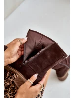 Dámské boty na nízkém podpatku se sponami hnědé Zudra