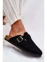 Semišové Dámské Pantofle S Přezkou Big Star RR274A384 Černé