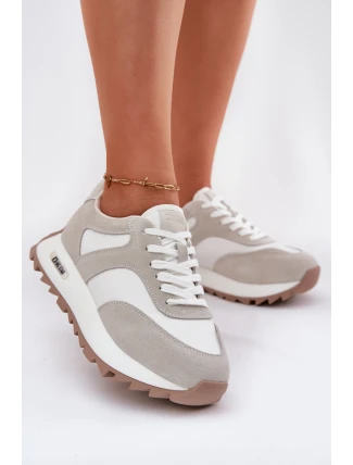 Semišové tenisky na platformě dámské Big Star RR274896 HI-POLY SYSTEM bílo-šedé