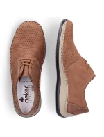 Kožené polobotky Rieker M RKR528 hnědé s ažurovým vzorem