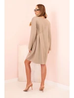 Dámská viskózová sukýnka Plus Size s kabelkou na řetízku tmavě béžová